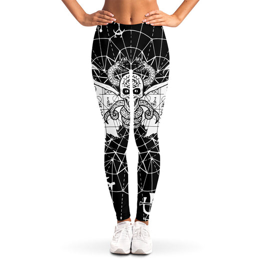 Black And White Demon Wicca Print Women's Leggings