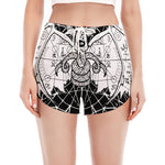 Black And White Demon Wicca Print Women's Split Running Shorts
