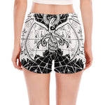 Black And White Demon Wicca Print Women's Split Running Shorts