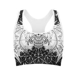 Black And White Demon Wicca Print Women's Sports Bra