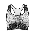 Black And White Demon Wicca Print Women's Sports Bra
