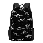 Black And White Dinosaur Fossil Print 17 Inch Backpack