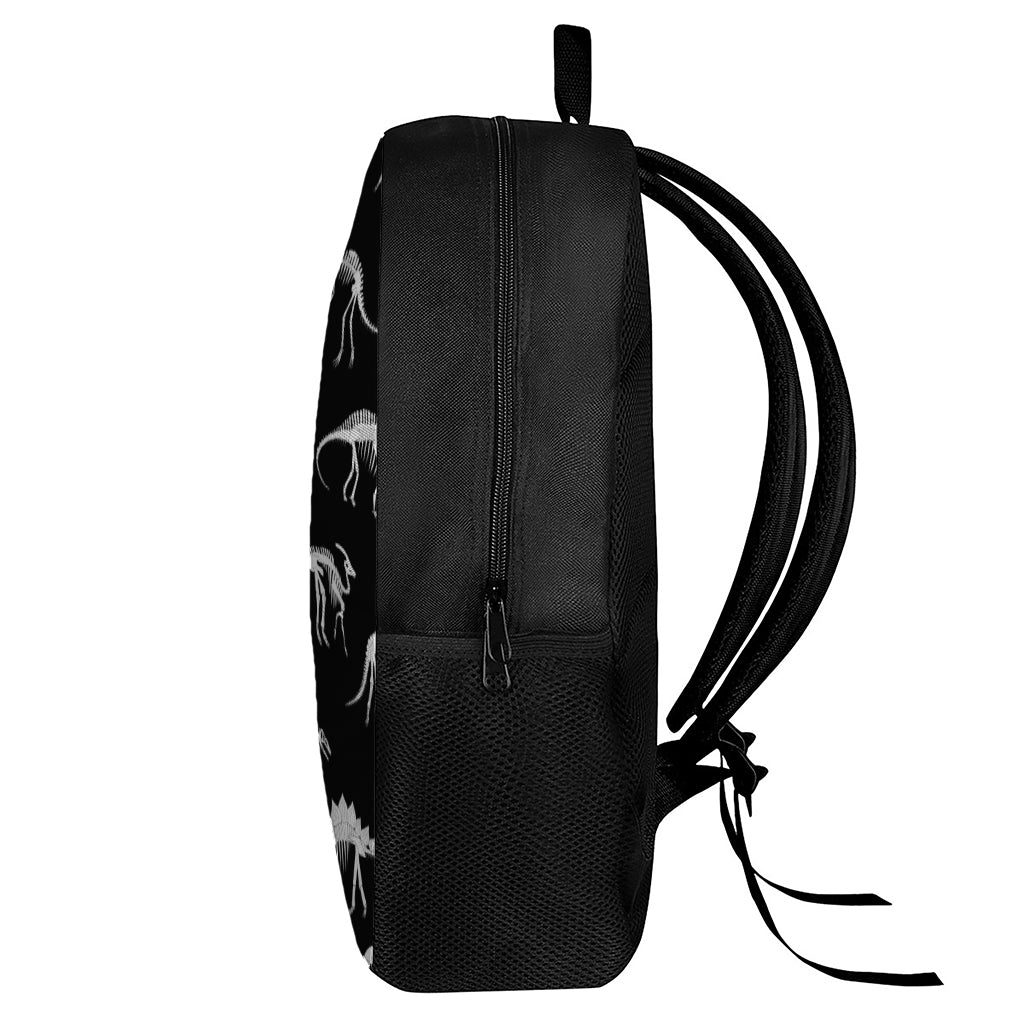 Black And White Dinosaur Fossil Print 17 Inch Backpack