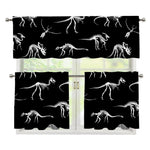 Black And White Dinosaur Fossil Print 3 Piece Kitchen Curtains