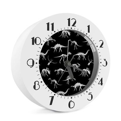 Black And White Dinosaur Fossil Print Alarm Clock