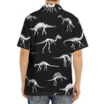 Black And White Dinosaur Fossil Print Aloha Shirt