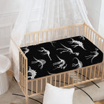 Black And White Dinosaur Fossil Print Baby Crib Sheet