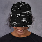 Black And White Dinosaur Fossil Print Baseball Cap