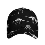 Black And White Dinosaur Fossil Print Baseball Cap