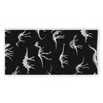 Black And White Dinosaur Fossil Print Beach Towel