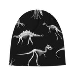 Black And White Dinosaur Fossil Print Beanie