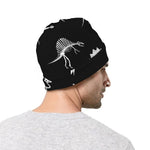 Black And White Dinosaur Fossil Print Beanie