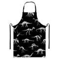 Black And White Dinosaur Fossil Print Bib Apron With Pocket