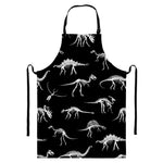 Black And White Dinosaur Fossil Print Bib Apron With Pocket