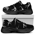 Black And White Dinosaur Fossil Print Black Chunky Shoes