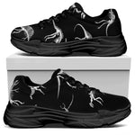 Black And White Dinosaur Fossil Print Black Chunky Shoes