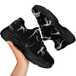 Black And White Dinosaur Fossil Print Black Chunky Shoes
