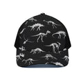 Black And White Dinosaur Fossil Print Black Mesh Trucker Hat