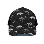 Black And White Dinosaur Fossil Print Black Mesh Trucker Cap