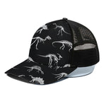 Black And White Dinosaur Fossil Print Black Mesh Trucker Cap