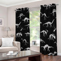 Black And White Dinosaur Fossil Print Dimout Grommet Curtains