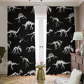Black And White Dinosaur Fossil Print Dimout Pencil Pleat Curtains