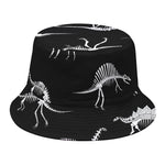 Black And White Dinosaur Fossil Print Bucket Hat