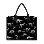 Black And White Dinosaur Fossil Print Canvas Tote Bag