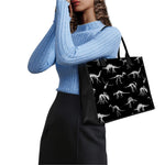 Black And White Dinosaur Fossil Print Canvas Tote Bag