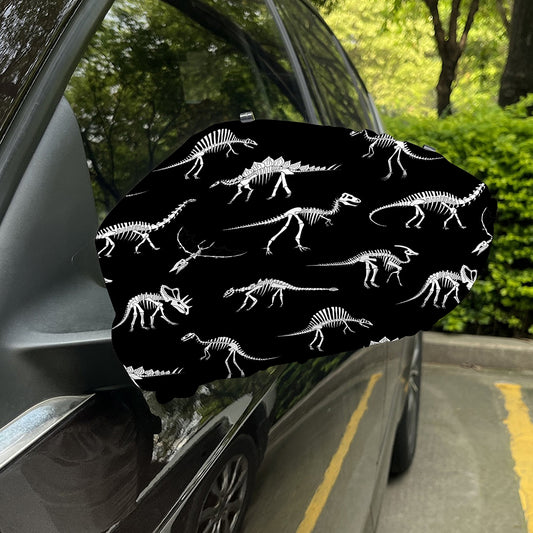 Black And White Dinosaur Fossil Print Car Side Mirror Covers