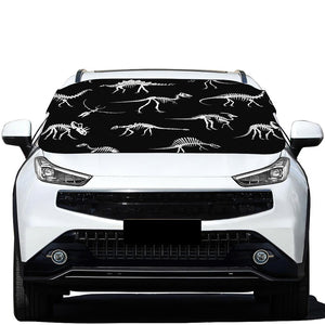 Black And White Dinosaur Fossil Print Car Windshield Snow Cover