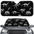 Black And White Dinosaur Fossil Print Car Windshield Sun Shade