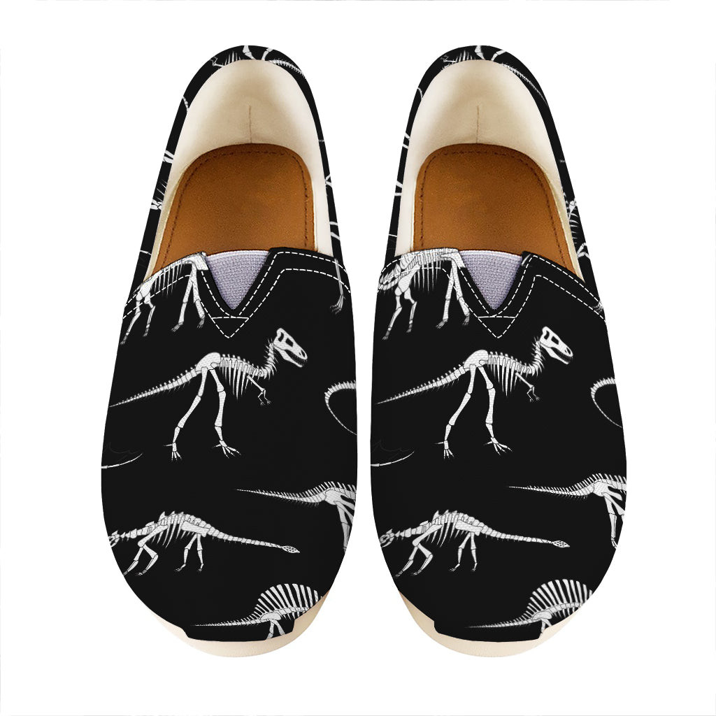 Black And White Dinosaur Fossil Print Casual Shoes