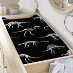 Black And White Dinosaur Fossil Print Changing Pad Cover