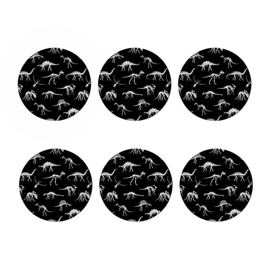 Black And White Dinosaur Fossil Print Coaster Set