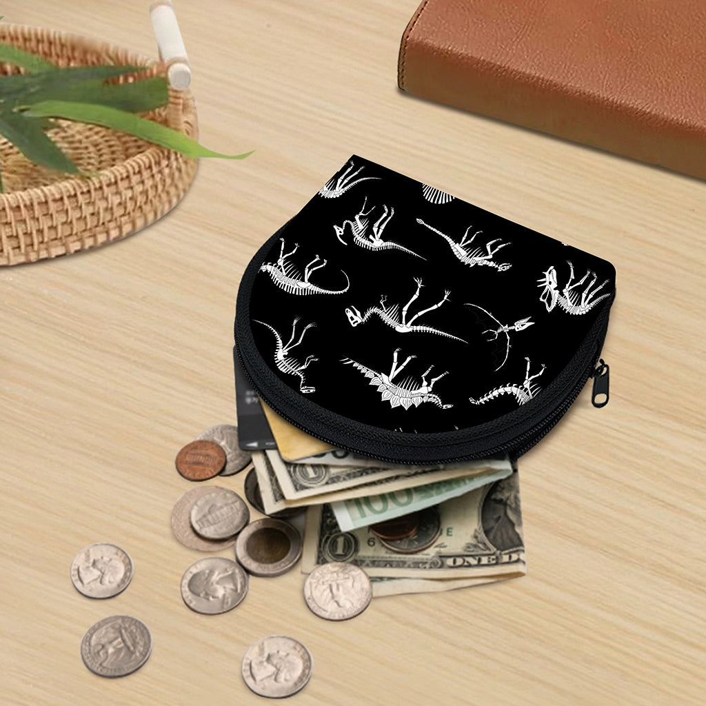 Black And White Dinosaur Fossil Print Coin Purse