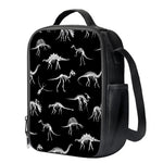 Black And White Dinosaur Fossil Print Crossbody Lunch Bag