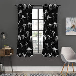 Black And White Dinosaur Fossil Print Curtain