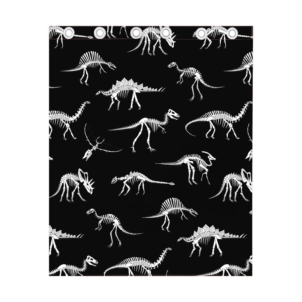 Black And White Dinosaur Fossil Print Curtain