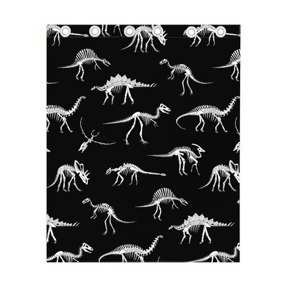 Black And White Dinosaur Fossil Print Curtain