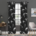 Black And White Dinosaur Fossil Print Curtain