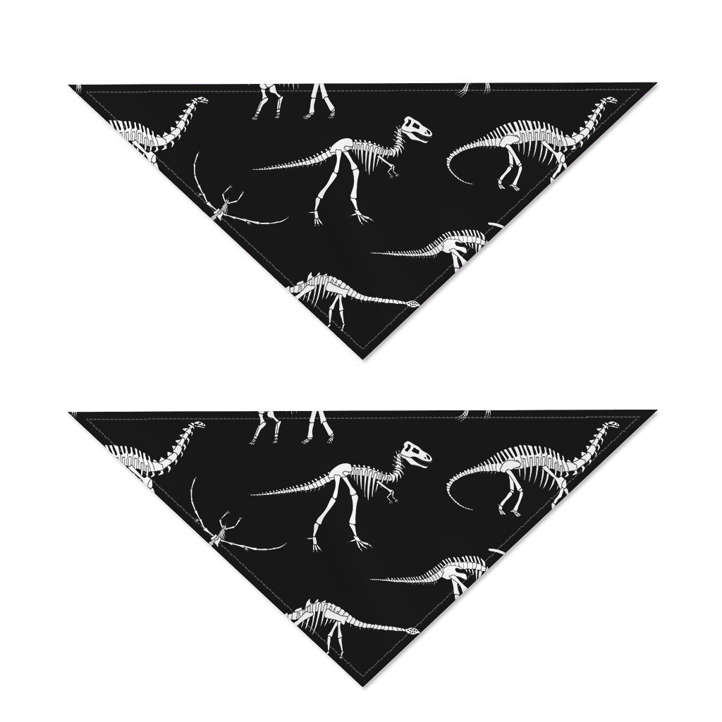 Black And White Dinosaur Fossil Print Dog Bandana