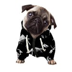 Black And White Dinosaur Fossil Print Dog Zip Up Hoodie