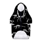 Black And White Dinosaur Fossil Print Dog Zip Up Hoodie