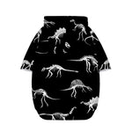 Black And White Dinosaur Fossil Print Dog Zip Up Hoodie