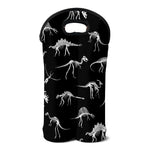 Black And White Dinosaur Fossil Print Double Neoprene Wine Tote
