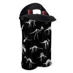 Black And White Dinosaur Fossil Print Double Neoprene Wine Tote