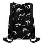 Black And White Dinosaur Fossil Print Drawstring Backpack