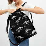 Black And White Dinosaur Fossil Print Drawstring Backpack
