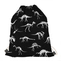 Black And White Dinosaur Fossil Print Drawstring Bag